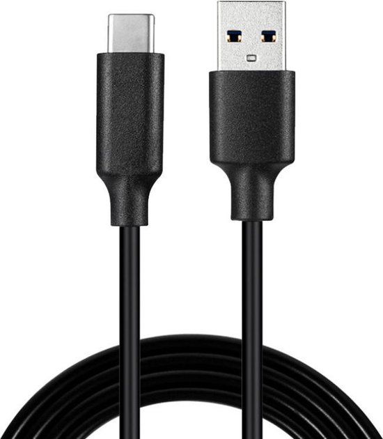 USB-A male naar USB-C male data kabel 5V 3A lengte 25cm zwart