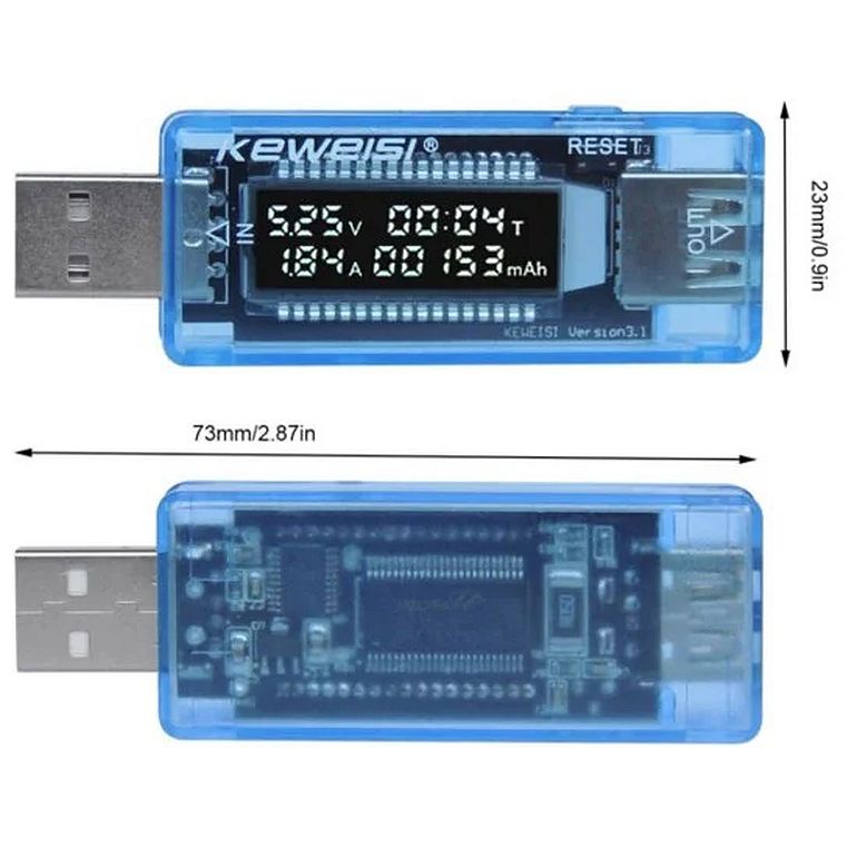 USB-A stroom tester KWS-V20 afmetingen