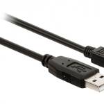 USB-A male naar USB-Mini male kabel (2m zwart) close-up