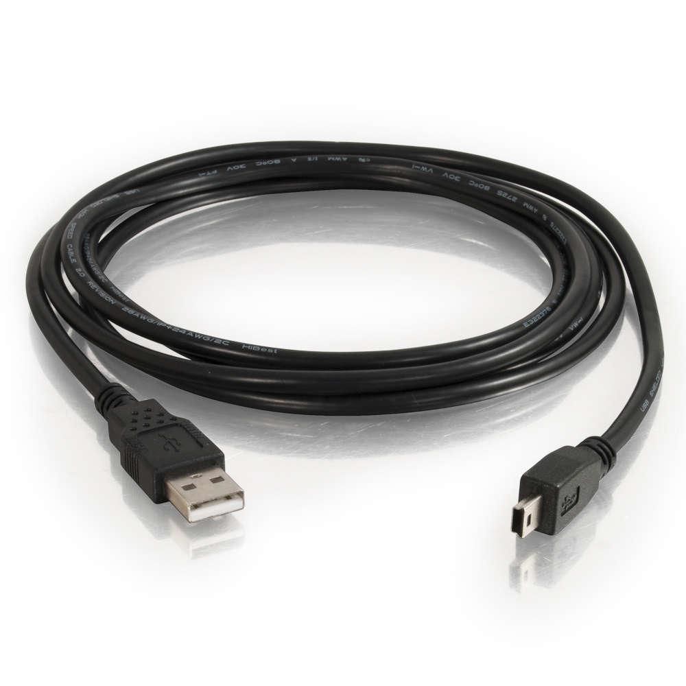 USB-A male naar USB-Mini male kabel 2M zwart