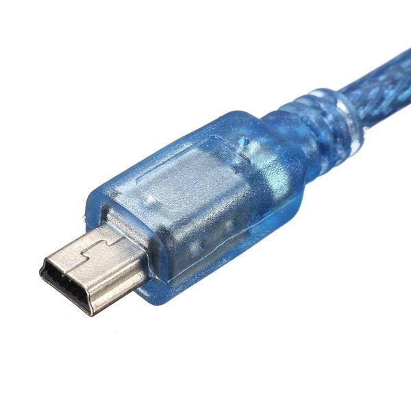 USB-A male naar USB-Mini male kabel 30cm blauw close-up