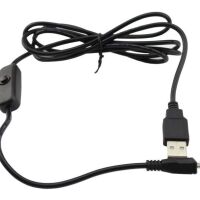 USB-A male naar USB-Micro male voedingskabel met schakelaar zwart (1.5m)