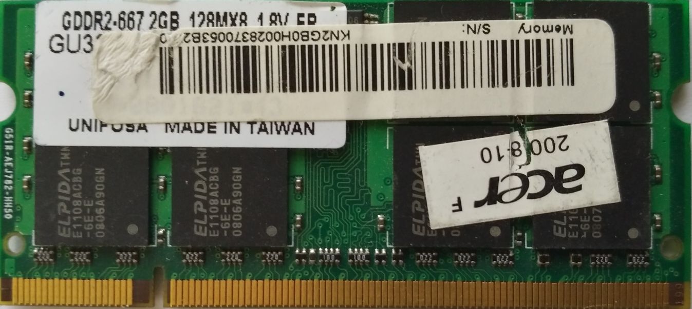 DDR2 SO-DIMM 2GB 667Mhz-PC5300 / Acer GU332G0AJEPR8H2C4CE