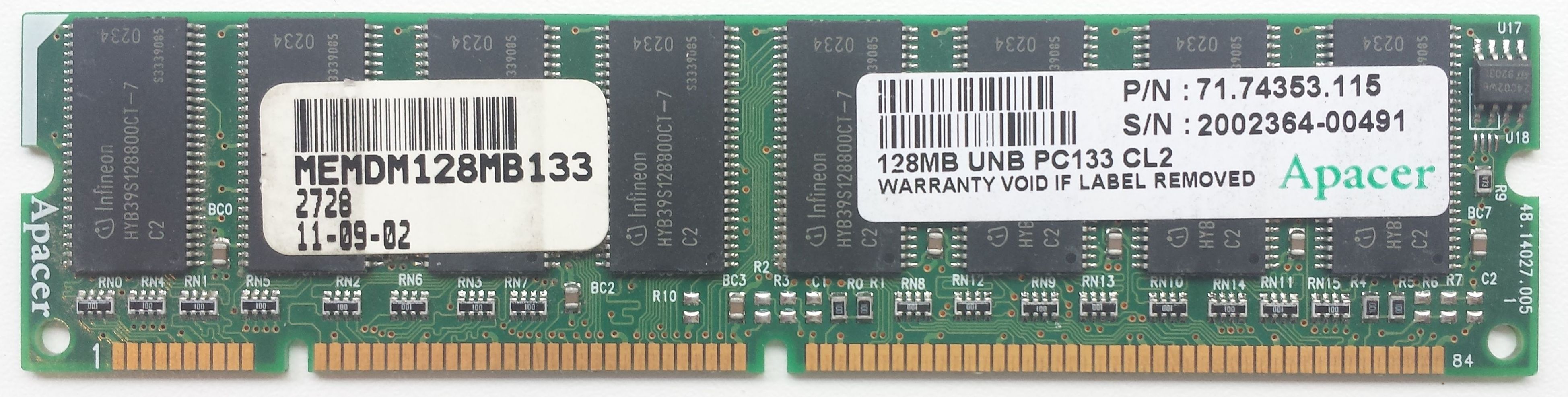 SDRAM 128MB 133Mhz / Apacer 71.74353.115 SDRAM 128MB 133Mhz / Apacer 71.74353.115