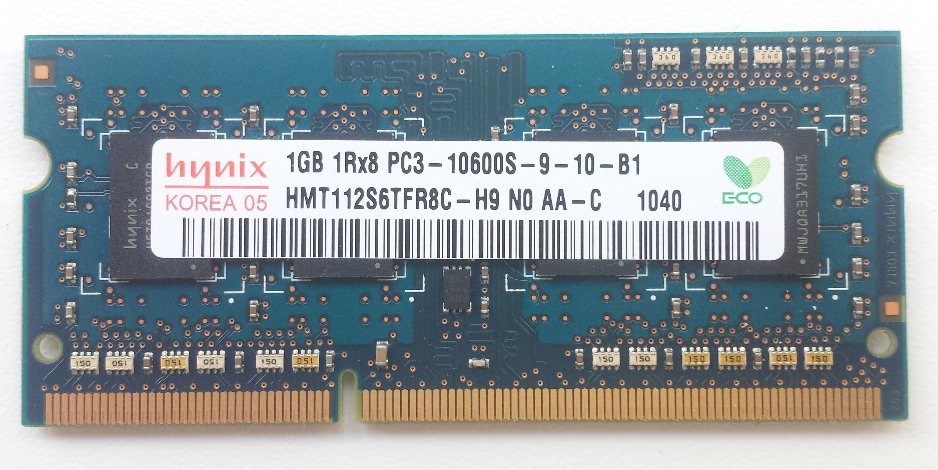 DDR3 SO-DIMM 1GB 1333Mhz-PC10600 / Hynix HMT112S6TFR8C-H9