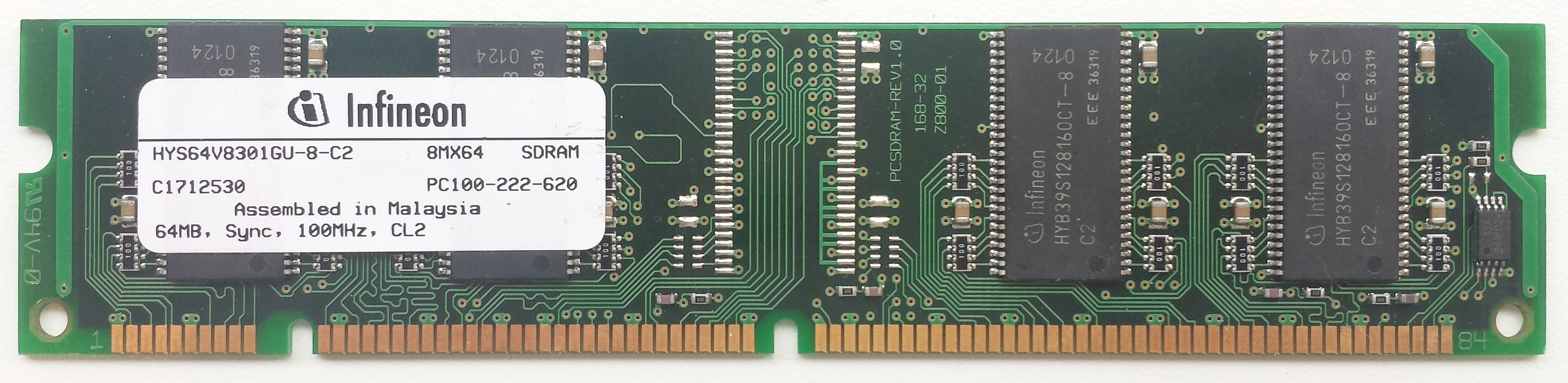 SDRAM 64MB 100Mhz / Infineon HYS64V8301GU-8-C2 SDRAM 64MB 100Mhz / Infineon HYS64V8301GU-8-C2
