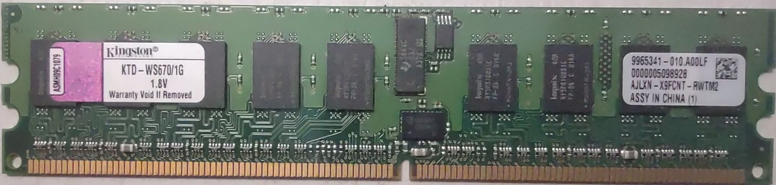 DDR2 1GB 400Mhz-PC3200 ECC Registered / Kingston KTD-WS670/1G