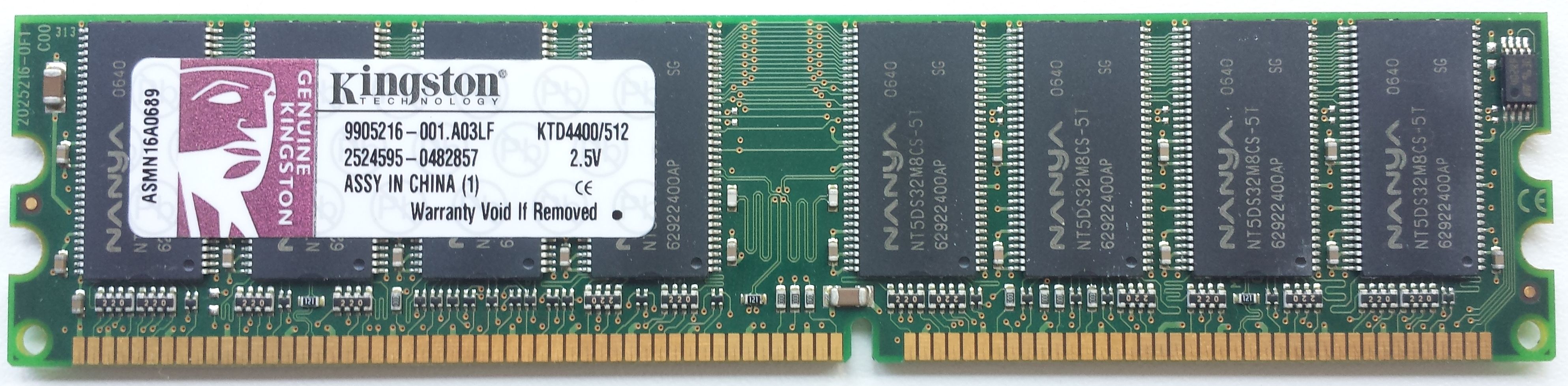 DDR 512MB 266Mhz-PC2100 / Kingston KTD4400/512 DDR 512MB 266Mhz-PC2100 / Kingston KTD4400/512