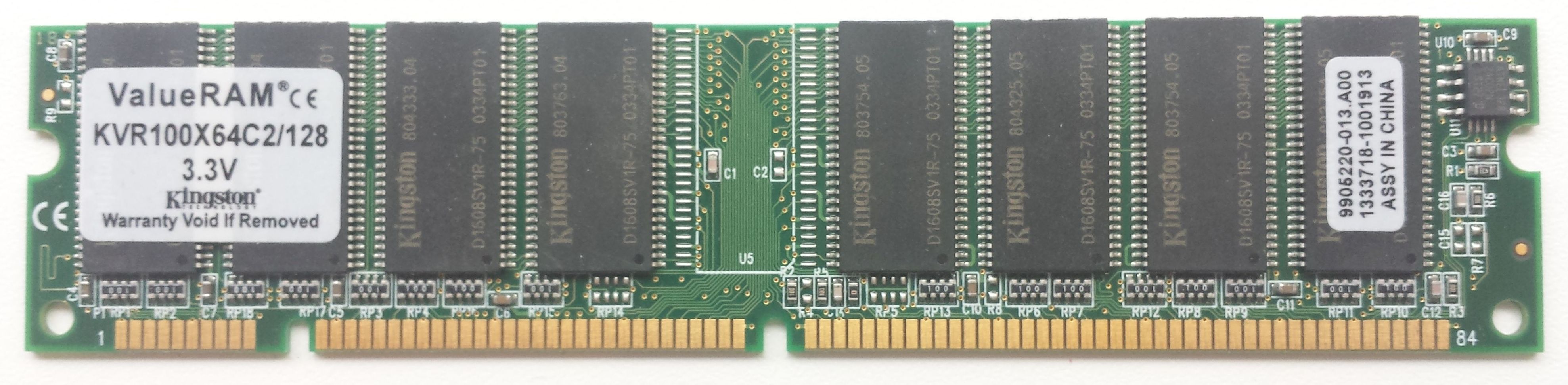SDRAM 128MB 100Mhz / Kingston KVR100X64C2/128 SDRAM 128MB 100Mhz / Kingston KVR100X64C2/128