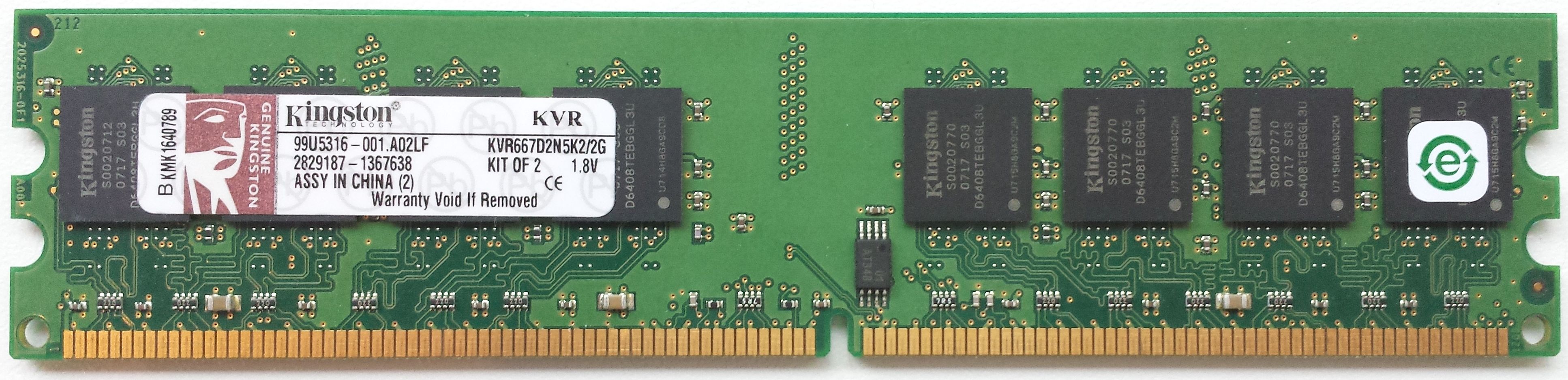 DDR2 1GB 667Mhz-PC5300 / Kingston KVR667D2N5K2/2G DDR2 1GB 667Mhz-PC5300 / Kingston KVR667D2N5K2/2G