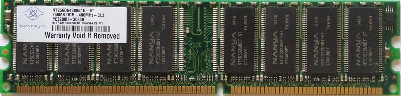 DDR 256MB 400Mhz-PC3200 / Nanya NT256D64S88B1G-5T