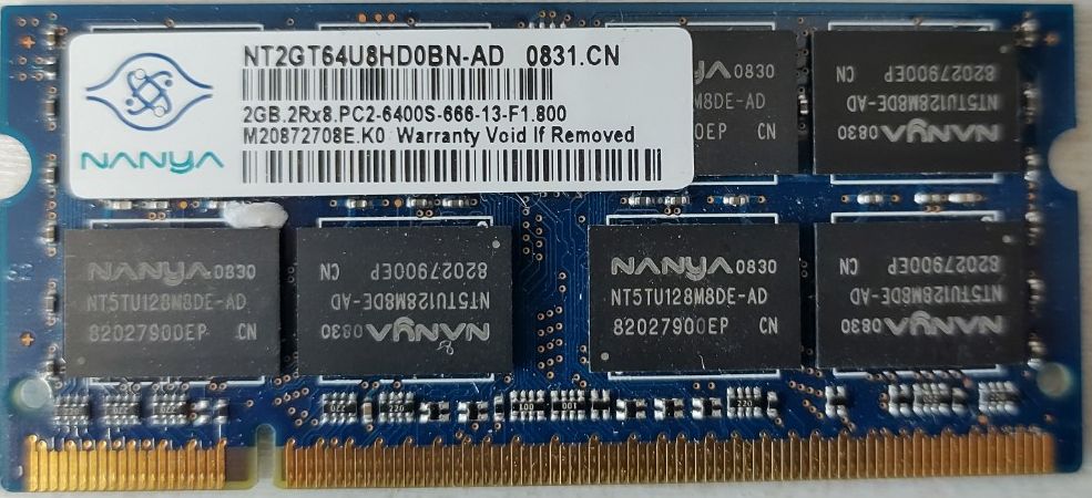 DDR2 SO-DIMM 2GB 800Mhz-PC6400 / Nanya NT2GT64U8HD0BN-AD