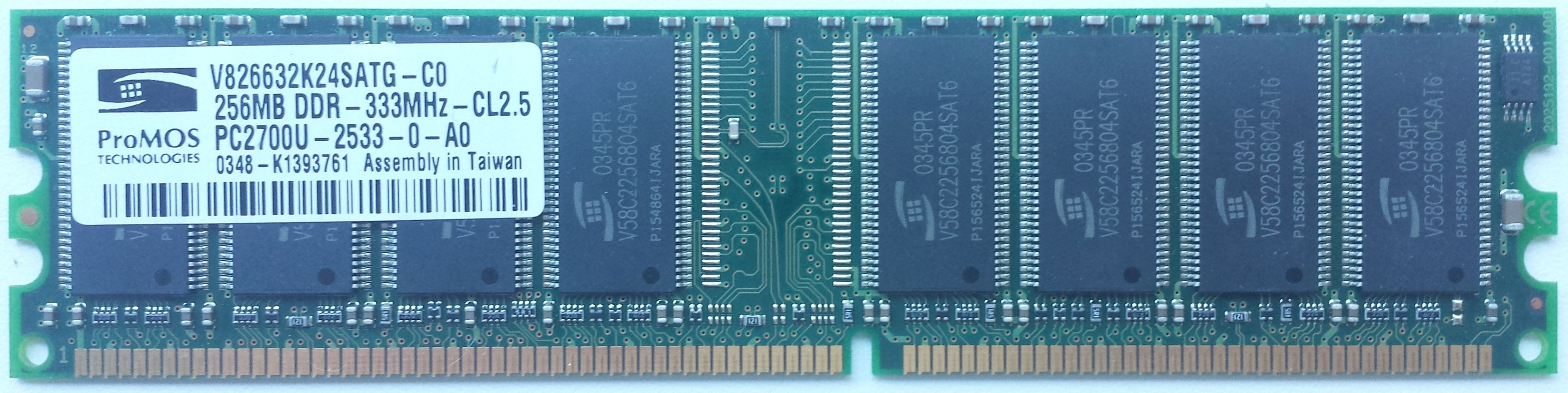 DDR 256MB 333Mhz-PC2700 / ProMOS V826632K24SATG-CO