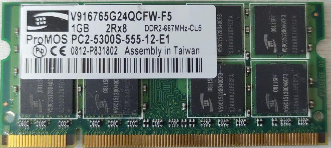 DDR2 SO-DIMM 1GB 667Mhz-PC5300 / ProMOS V916765G24QCFW-F5