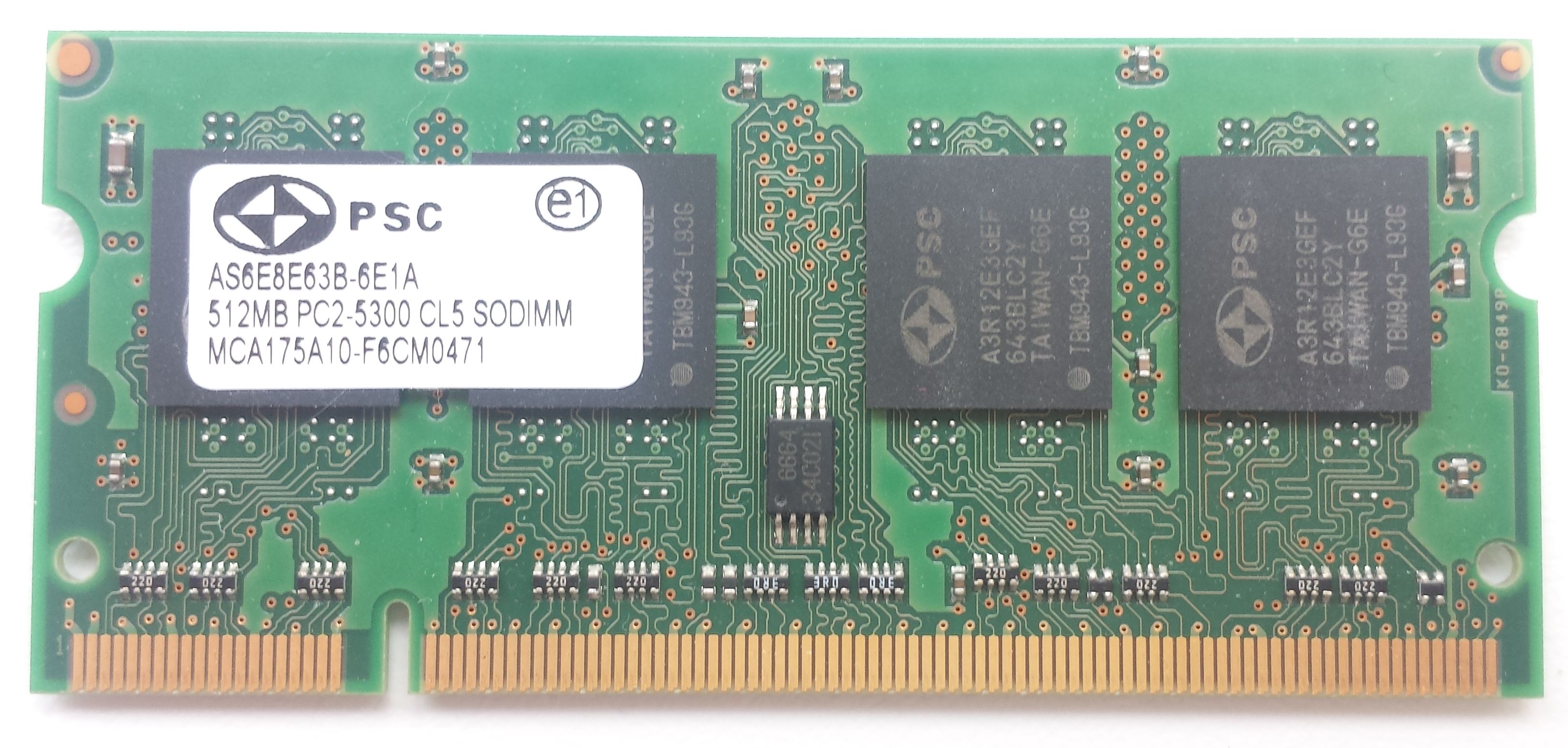 DDR2 SO-DIMM 512MB 667Mhz-PC5300 / PSC AS6E8E63B-6E1A