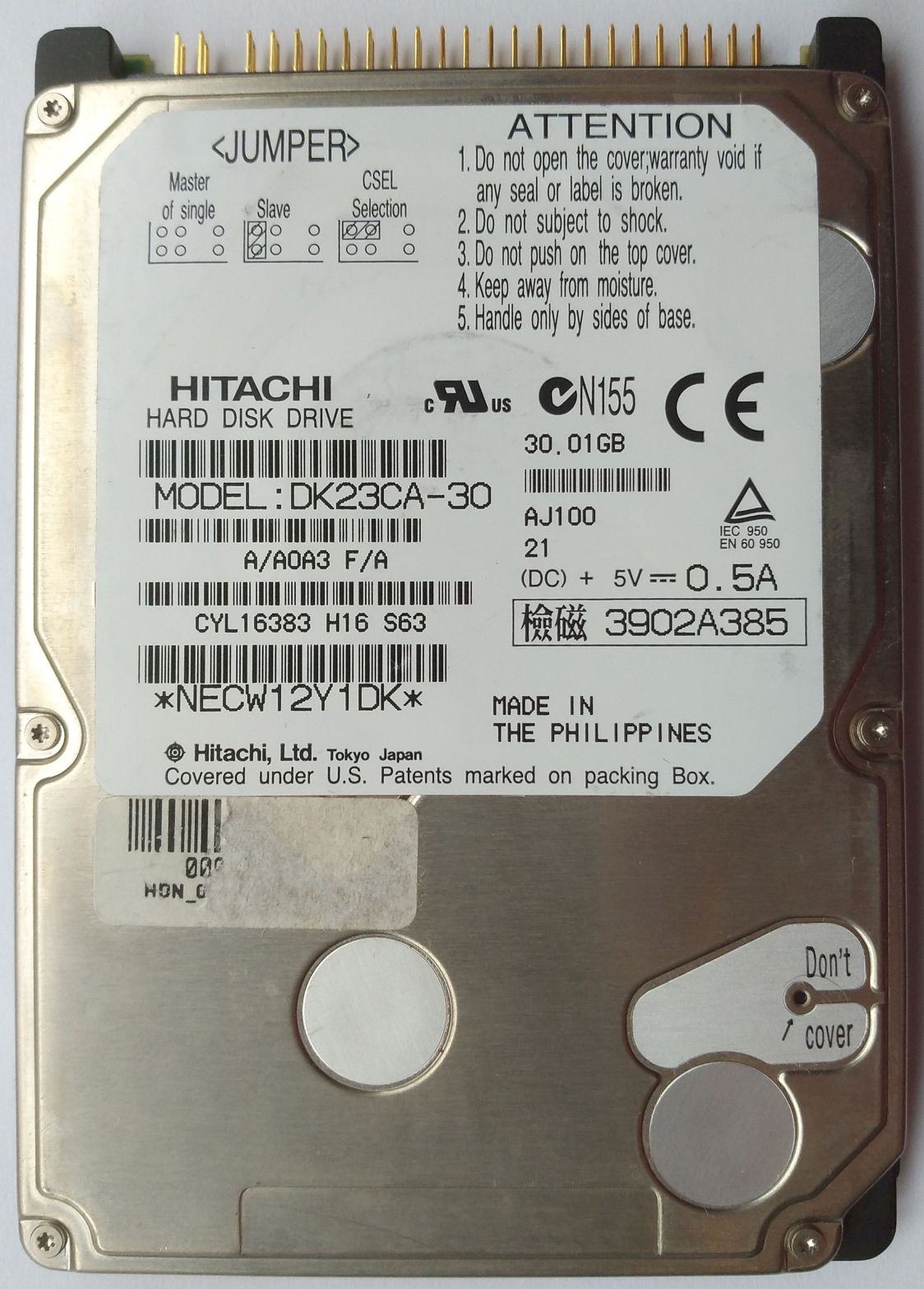 HDD PATA/100 2.5" 30GB / Hitachi Travelstar (DK23CA-30) HDD PATA/100 2.5" 30GB / Hitachi Travelstar (DK23CA-30)