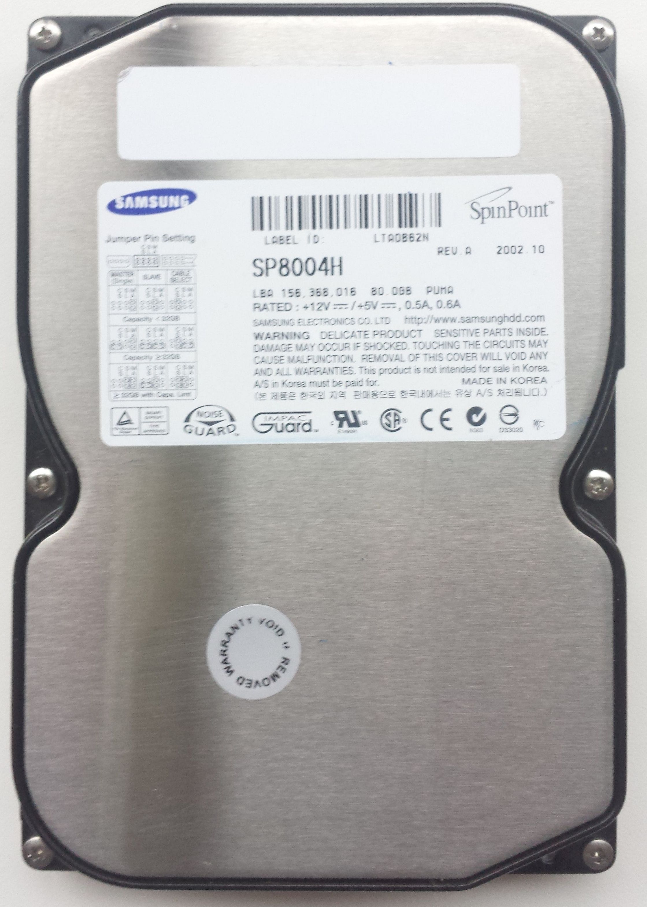 HDD PATA/100 3.5" 80GB / Samsung Spinpoint (SP8004H) HDD PATA/100 3.5" 80GB / Samsung Spinpoint (SP8004H)