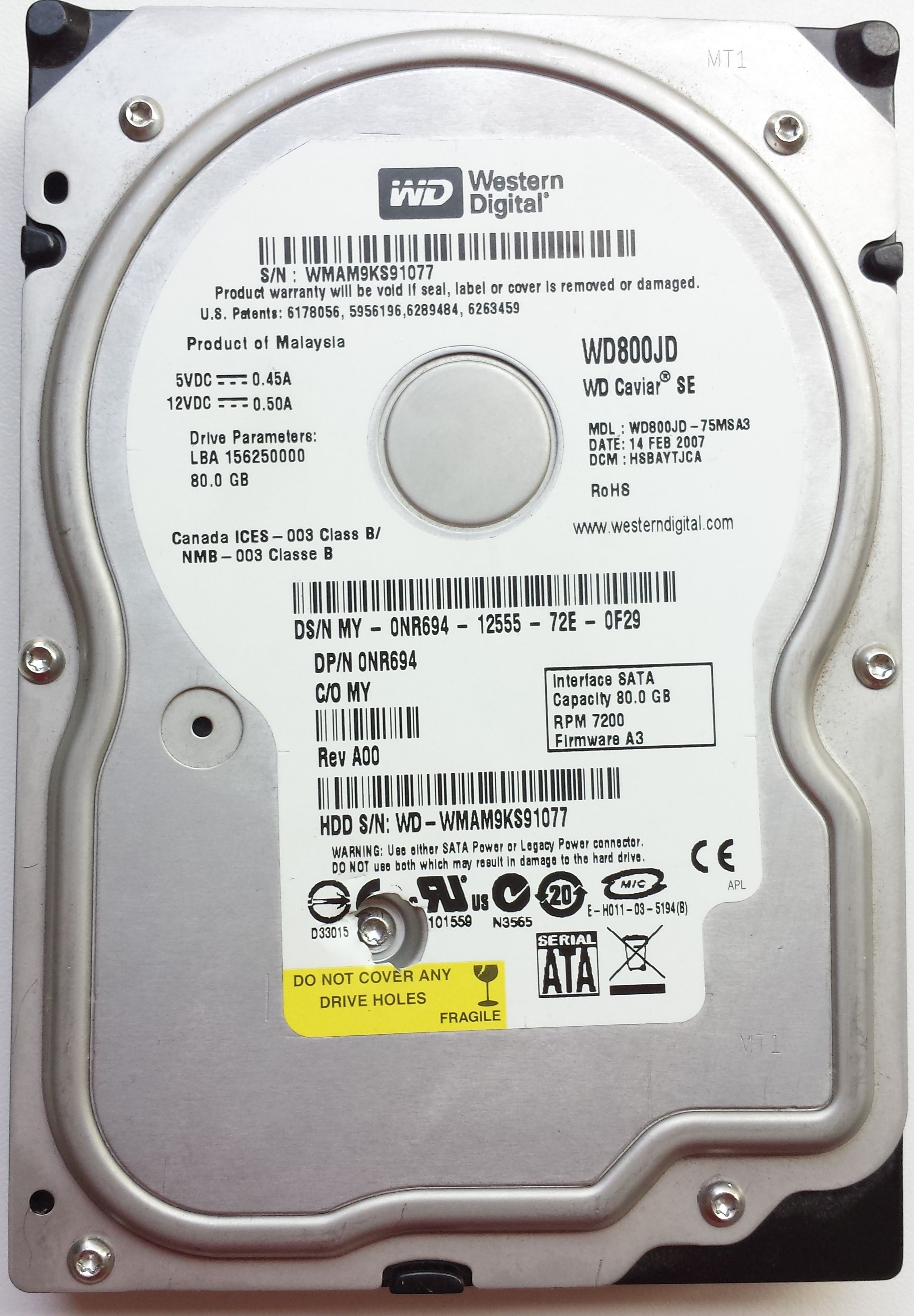 HDD SATA/300 3.5" 80GB / Western Digital Caviar (WD800JBD) HDD SATA/300 3.5" 80GB / Western Digital Caviar (WD800JBD)