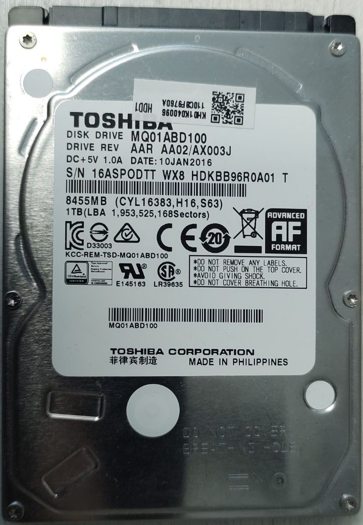 HDD SATA/300 2.5" 1TB / Toshiba MQ01ABD100