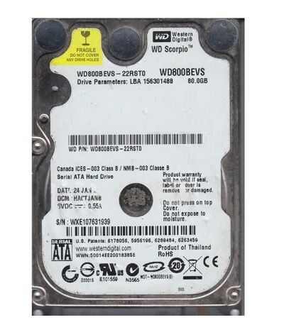Western Digital Scorpio WD800BEVS 01
