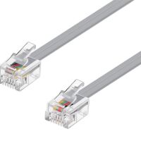 Kabel RJ connector 6P4C koper male-male RJ11 reverse plat 1.6-2M zilvergrijs