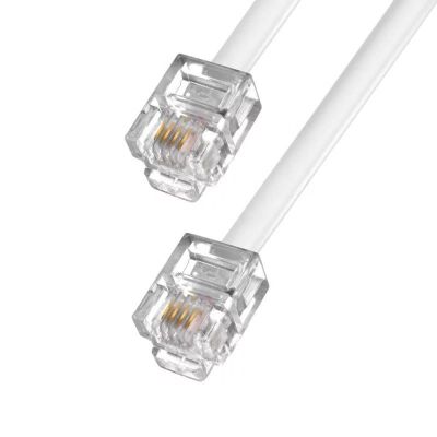Kabel RJ connector 6P4C male-male RJ11 rond wit