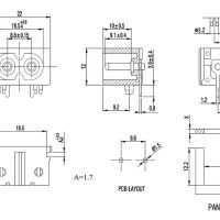 Power connector Eurostekker female plug C8 PCB afmetingen