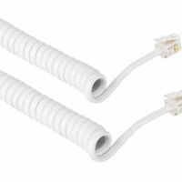 RJ10 telefoonhoorn spiraalkabel 4P4C 4-aders wit 1M