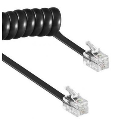 RJ10 telefoonhoorn kabel 2-aders gekruld zwart 2M RJ10 telefoonhoorn kabel 2-aders gekruld zwart 2M