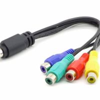TV-OUT mini DIN-9 male naar 4xRCA Tulp female RGB TV HDTV audio video kabel 11-20CM (2e kans)