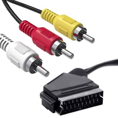 SCART naar RCA Video composiet en RCA Stereo kabel male 1.1-1.5M zwart (2e kans)