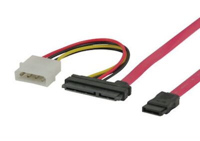 Serial ATA SATA kabel recht lock rood met Molex voeding 01