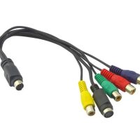 TV-OUT mini DIN-7 male naar 1x S-Video mini DIN-4 female 4xRCA Tulp female RGB TV HDTV audio video kabel 11-20CM (2e kans)