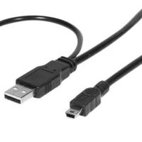 USB-A male Y-splitter naar USB-A male en USB-mini data kabel 0.5M zwart (2e kans)