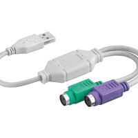 USB-A male verloop naar PS/2 female mini DIN-6 aansluitingen 20cm beige (2e kans)