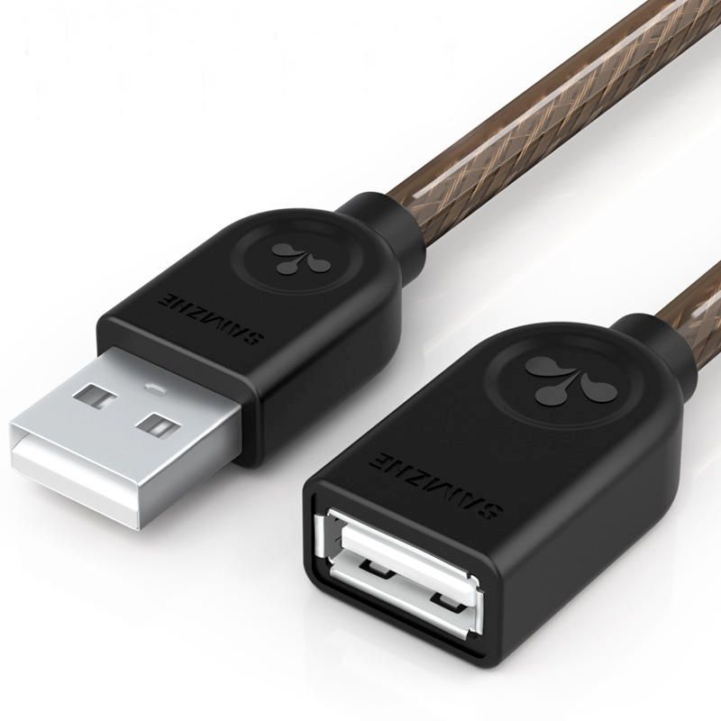 USB-A verlengkabel zwart/bruin 0.5M