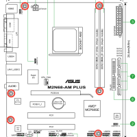 Moederbord Socket AM2 DDR2 PCI-E 16X MicroATX 24+4-pins / ASUS M2N68-AM PLUS MET CPU HEASINK, MET I/O SHIELD (2e kans) - Afbeelding 4