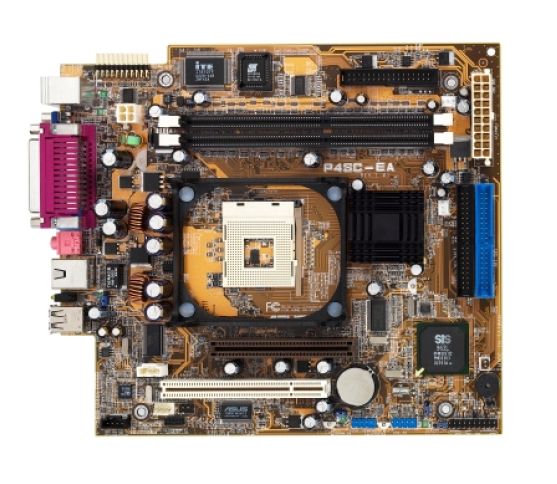 Moederbord Socket PGA478 DDR AGP 4X 1.5V Micro-ATX 20-pins / ASUS P4SC-EA (Terminator P4 533) MET CPU HEATSINK, GEEN I/O SHIELD