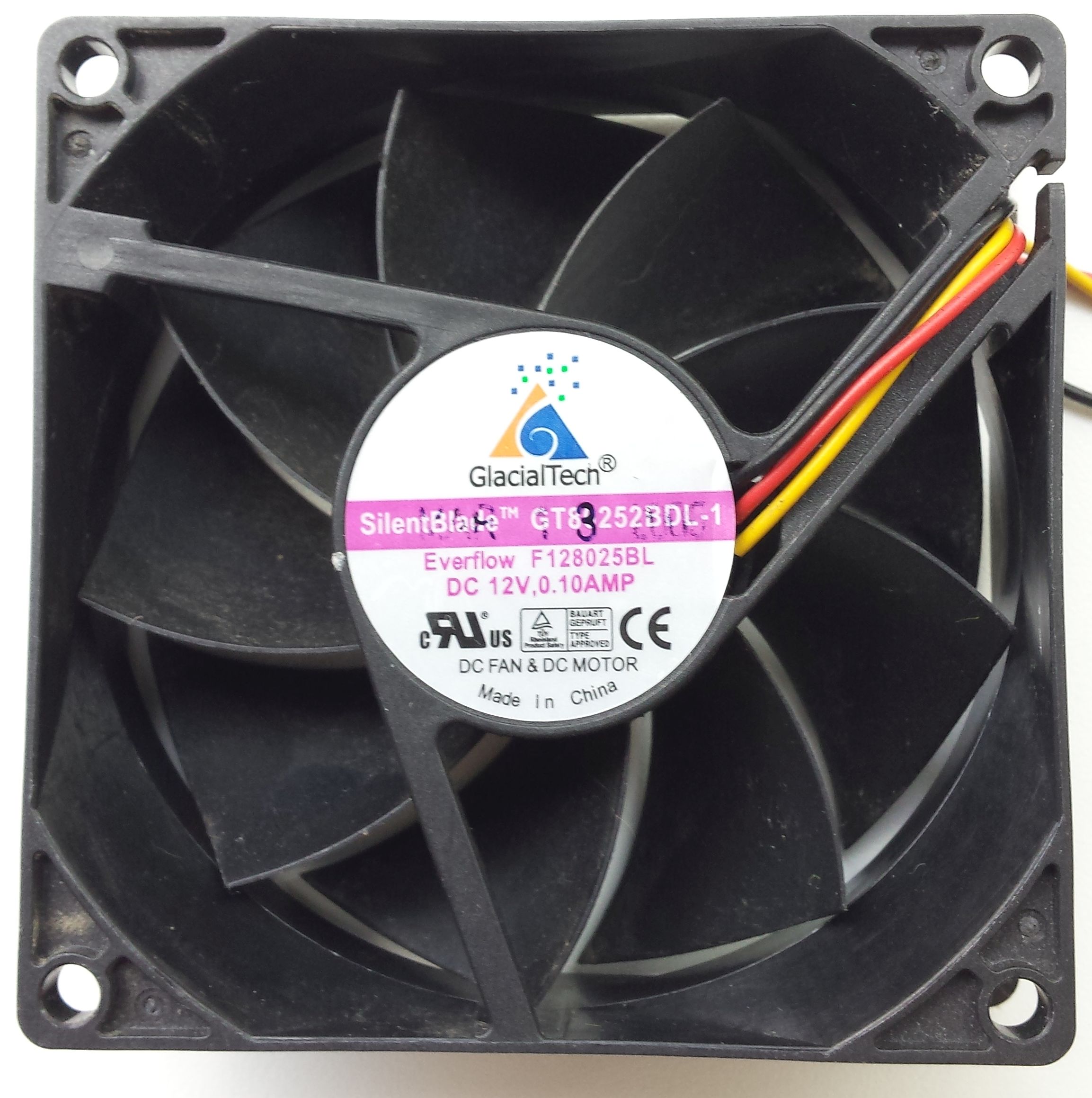 Ventilator 80x80x25 12VDC 3-pins / GlacialTech GT80252BDL-1