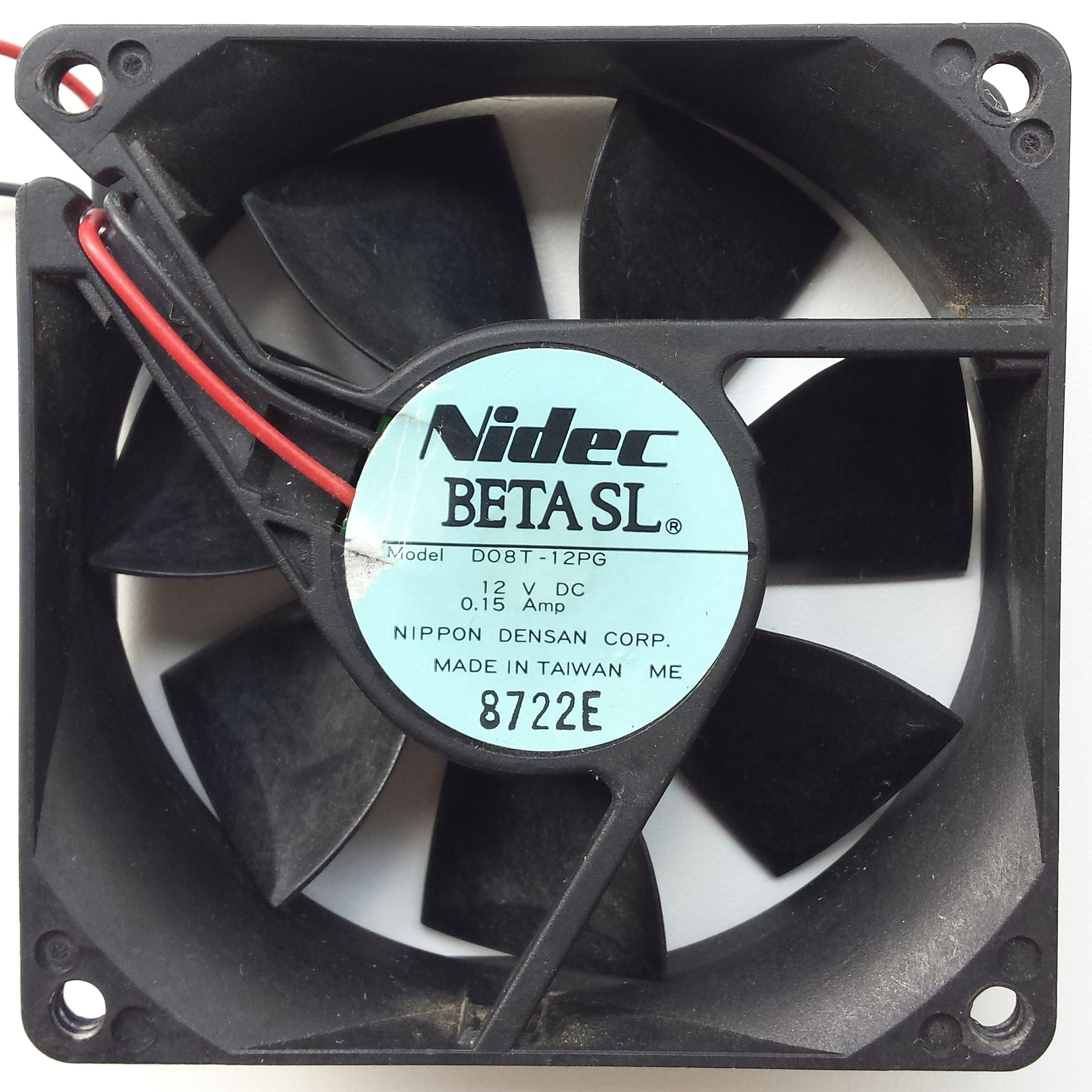 Ventilator 80x80x25 12VDC 2-pins / Nidec D08T-12PG