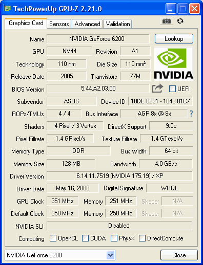6200 ASUS GPUZ