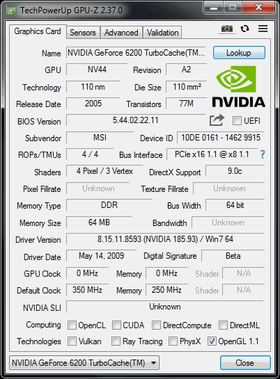 6200 MSI PCIE 01 GPUZ