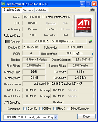 9200 ASUS GPUZ