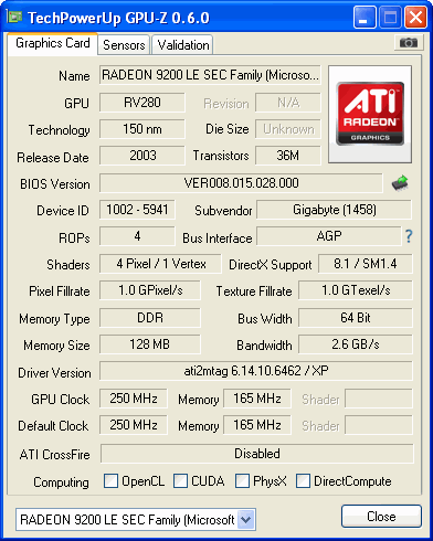 9200LE GIGABYTE GPUZ