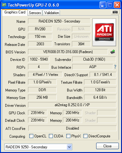 9250 CLUB3D GPUZ