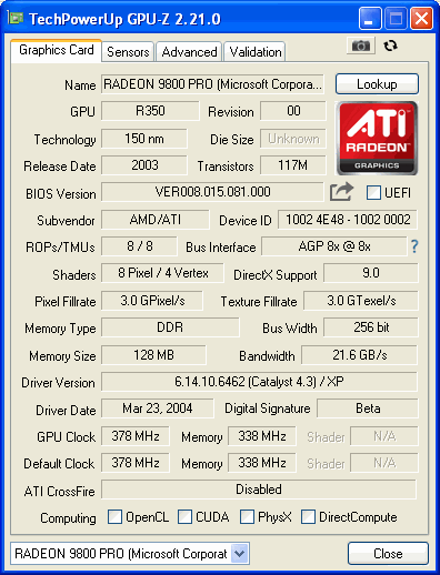 9800 PRO ATI GPUZ