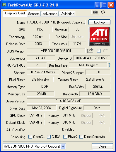 9800 PRO MEDION GPUZ