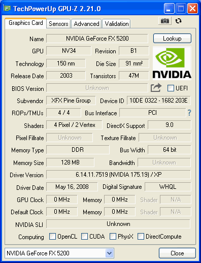 FX5500 XFX PCI CPUZ