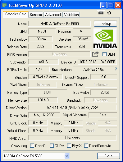 FX5600 ASUS V9560 GPUZ 01