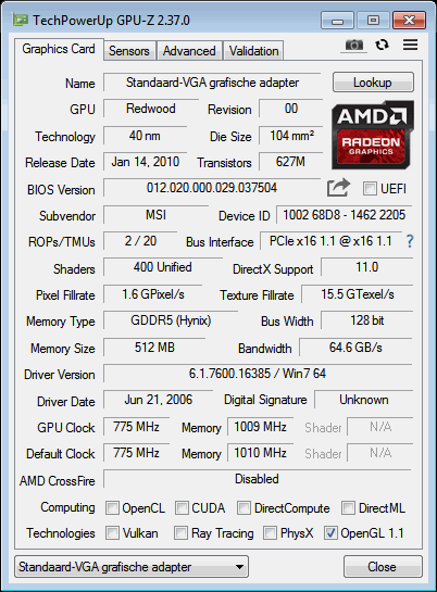 HD5670 MEDION GPUZ